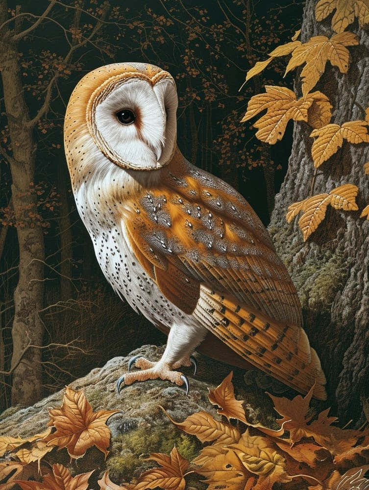 Barn Owl Relief Illustration 1