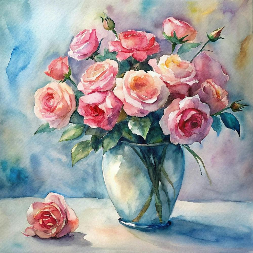 Pink Roses In A Vase 3