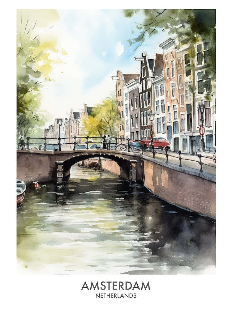 Amsterdam Watercolour Travel Poster 4