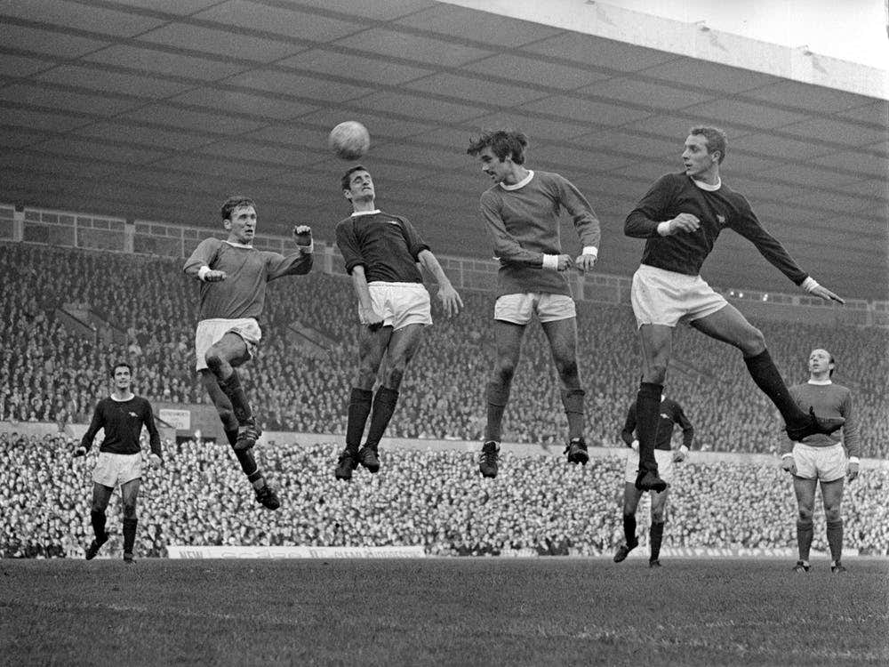 Pat Crerand, Frank Mclinktock, George Best And John Radford, Manchester United v Arsenal 1967