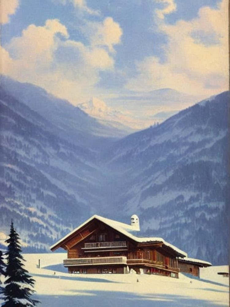 Madonna Di Campiglio, Italy Ski Resort Vintage Landscape 3 Skiing Poster