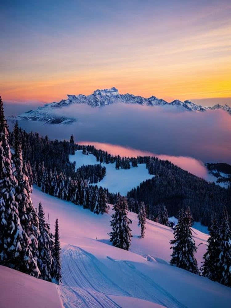 Crans Montana, Switzerland Sunrise 2 Skiing Poster