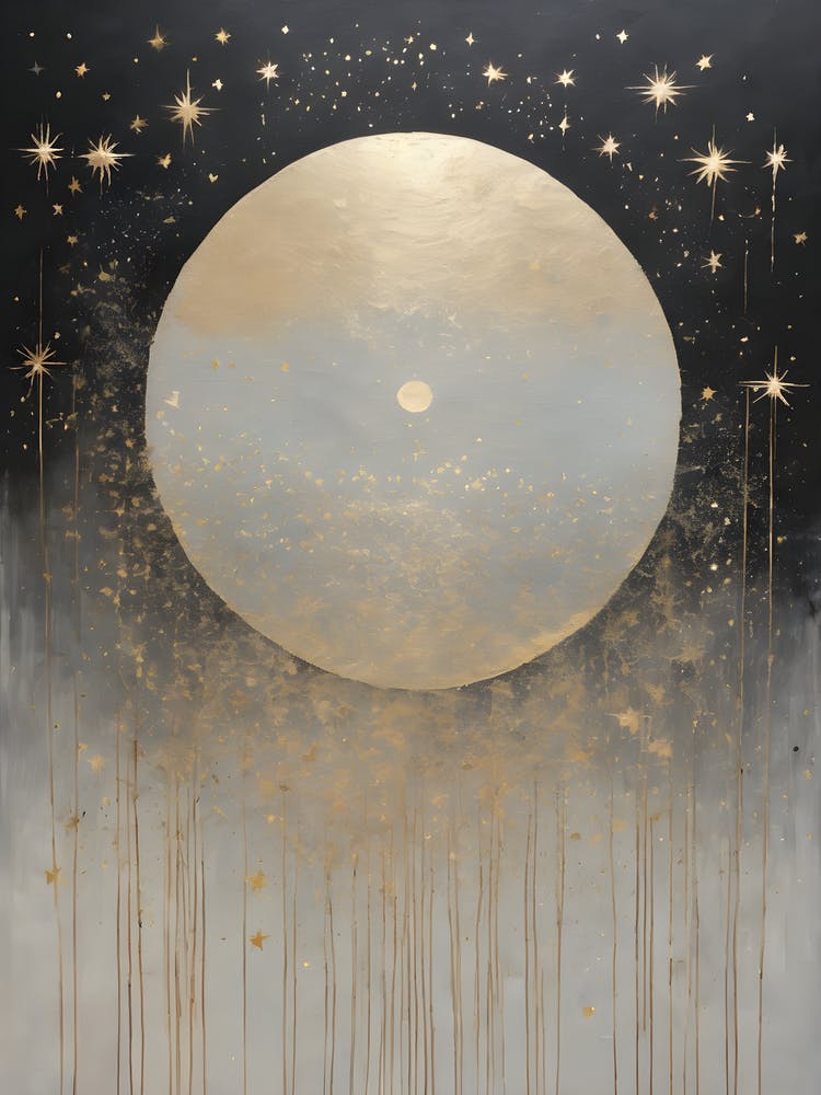 Wabi Sabi Dreams Collection 12 - Japanese Minimalism Abstract Moon Stars Mountains and Trees in Pale Neutral Pastels And Gold Leaf - Soul Scapes Nursery Baby Child or Meditation Room Tranquil Paintings For Serenity and Calm in Your Home