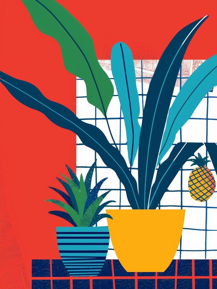 Potted Plants And Pineapples