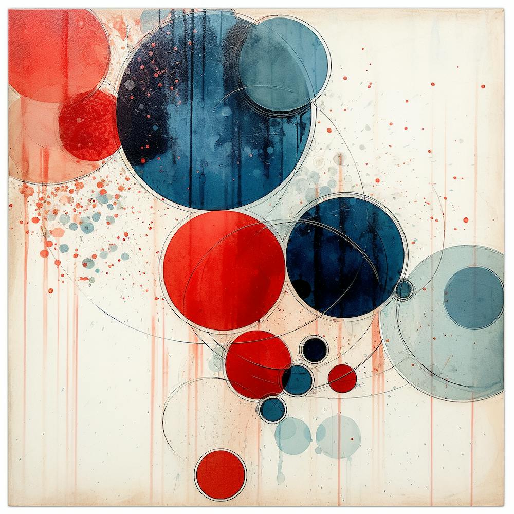 Red Blue White Circles Art 2