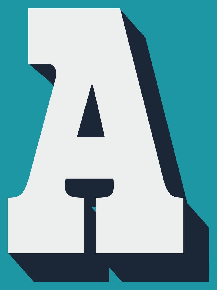 Retro Letter A - Wall Art Quote Poster Print