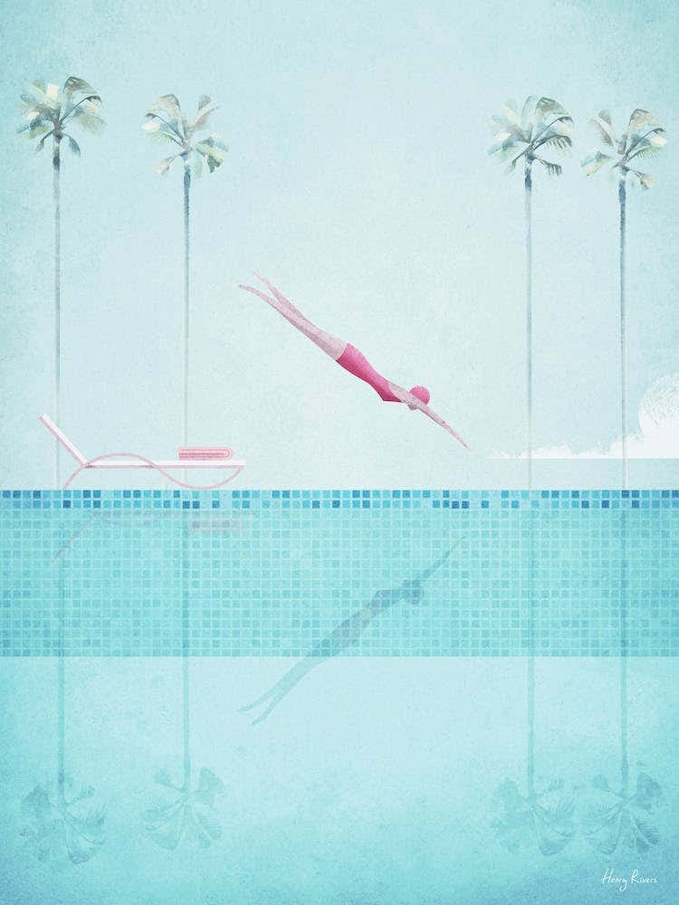 Swimming Pool, Girl Diving Into The Water