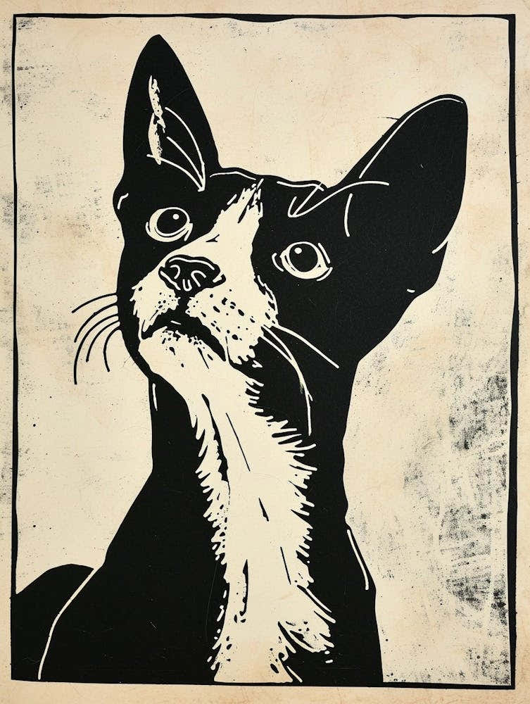 Japanese Bobtail Linocut Blockprint 8