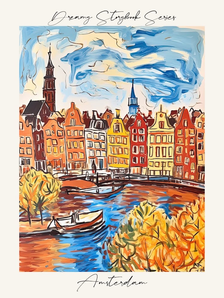 Poster Of Amsterdam, Dreamy Storybook Illustration 4