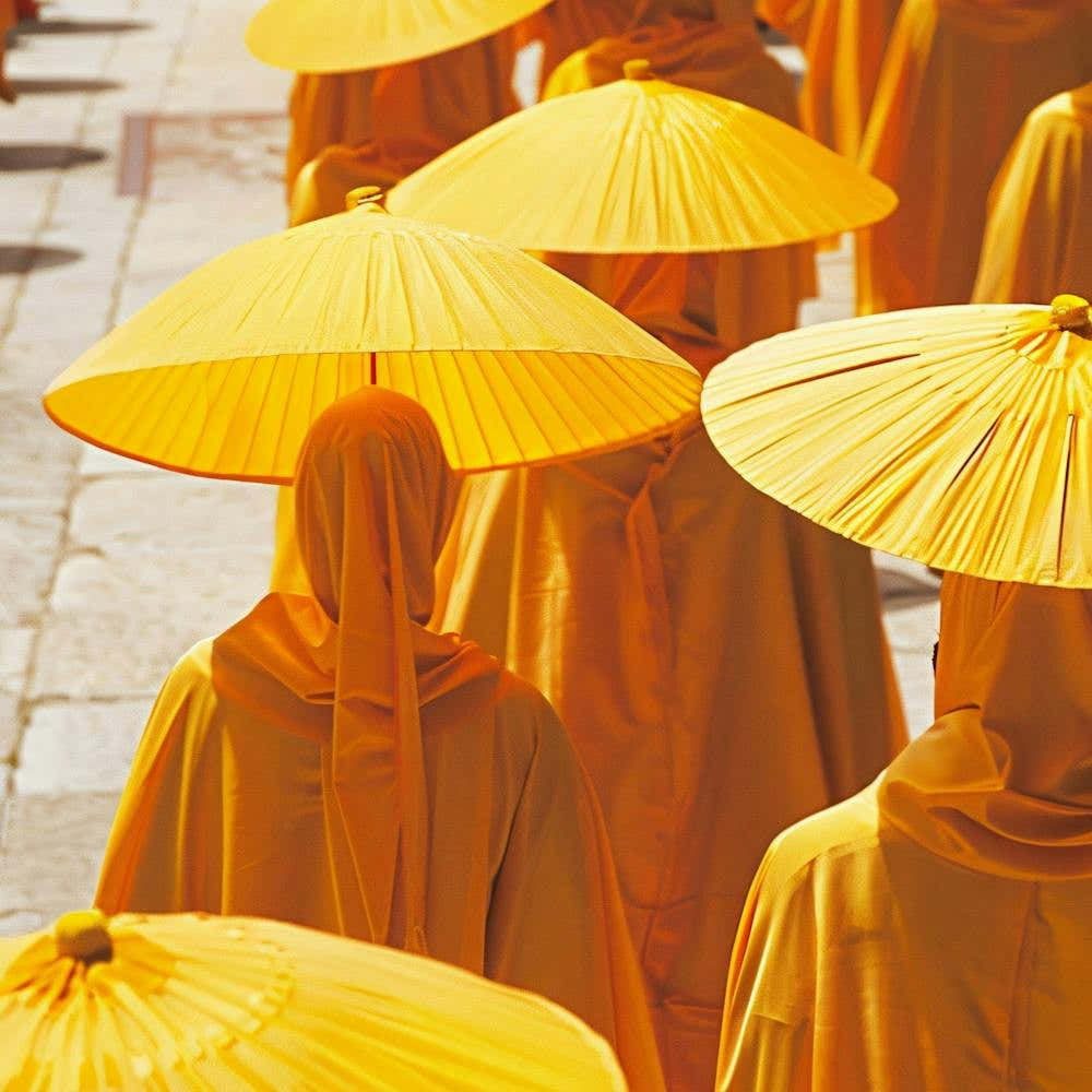 Monks With Umbrellas