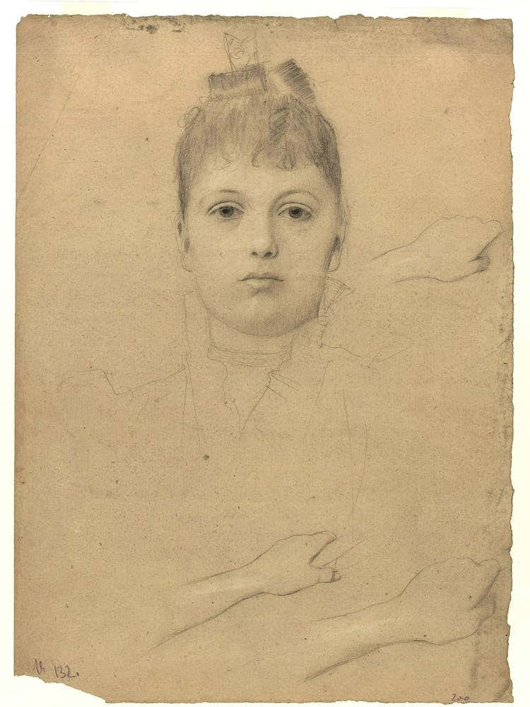 Portrait Of A Lady And Three Hand Studies, Gustav Klimt