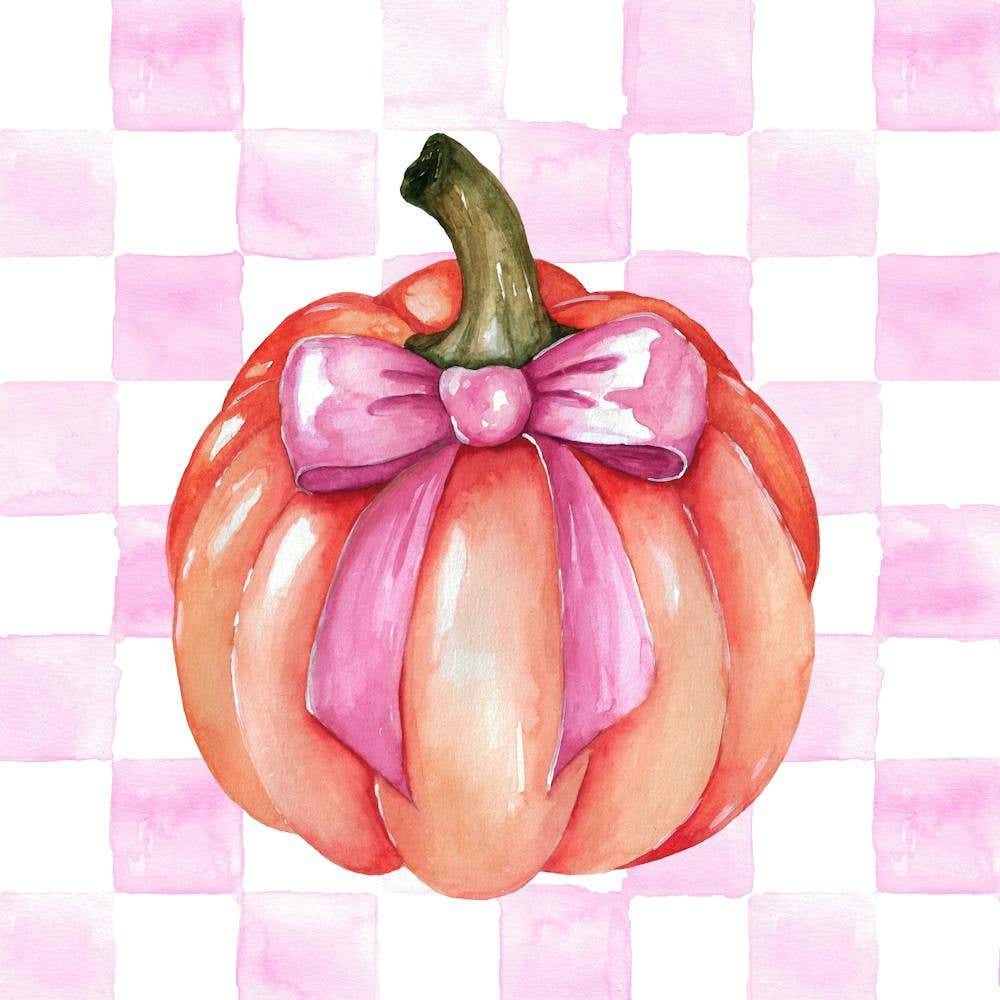 Pumpkin With Pink Bow - Square