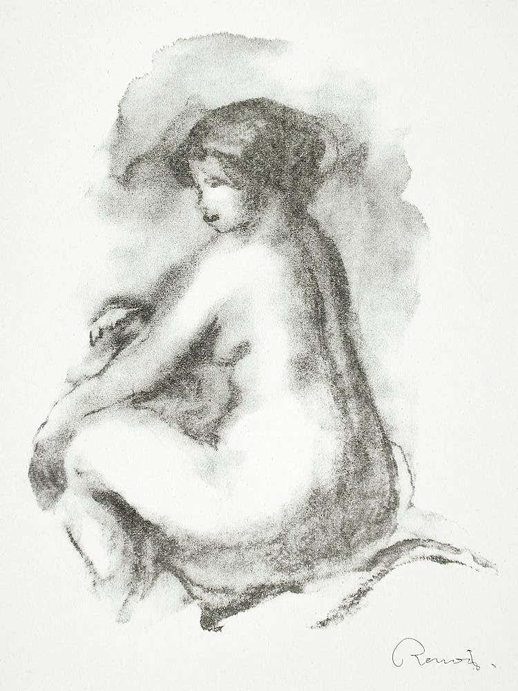 Study Of A Nude , Seated Woman, Pierre Auguste Renoir