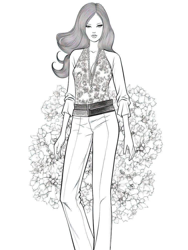 Bloom Body Girl Line Art 21