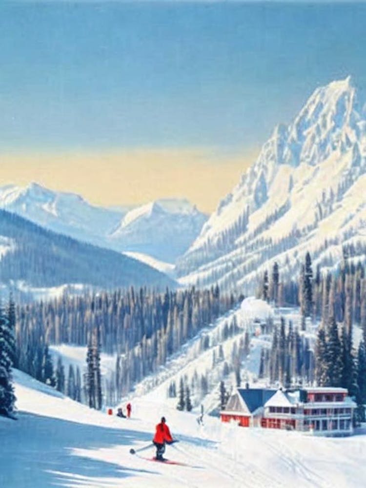 Panorama, Canada Vintage Skiing Poster