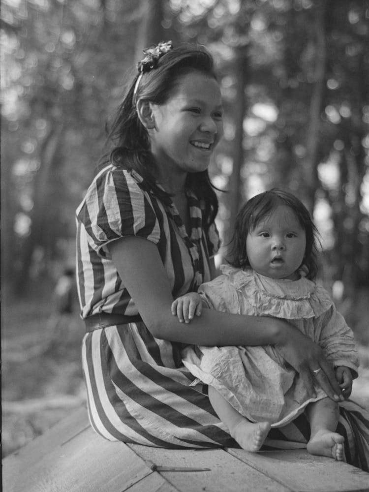 Young Indian Mother And Baby, Blueberry Camp, Near Little Fork, Minnesota By Russell Lee