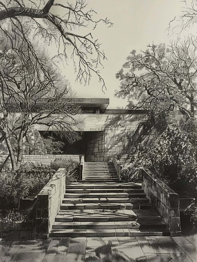 The Blanton Museum Of Art Austin Texas Black And White Drawing 2