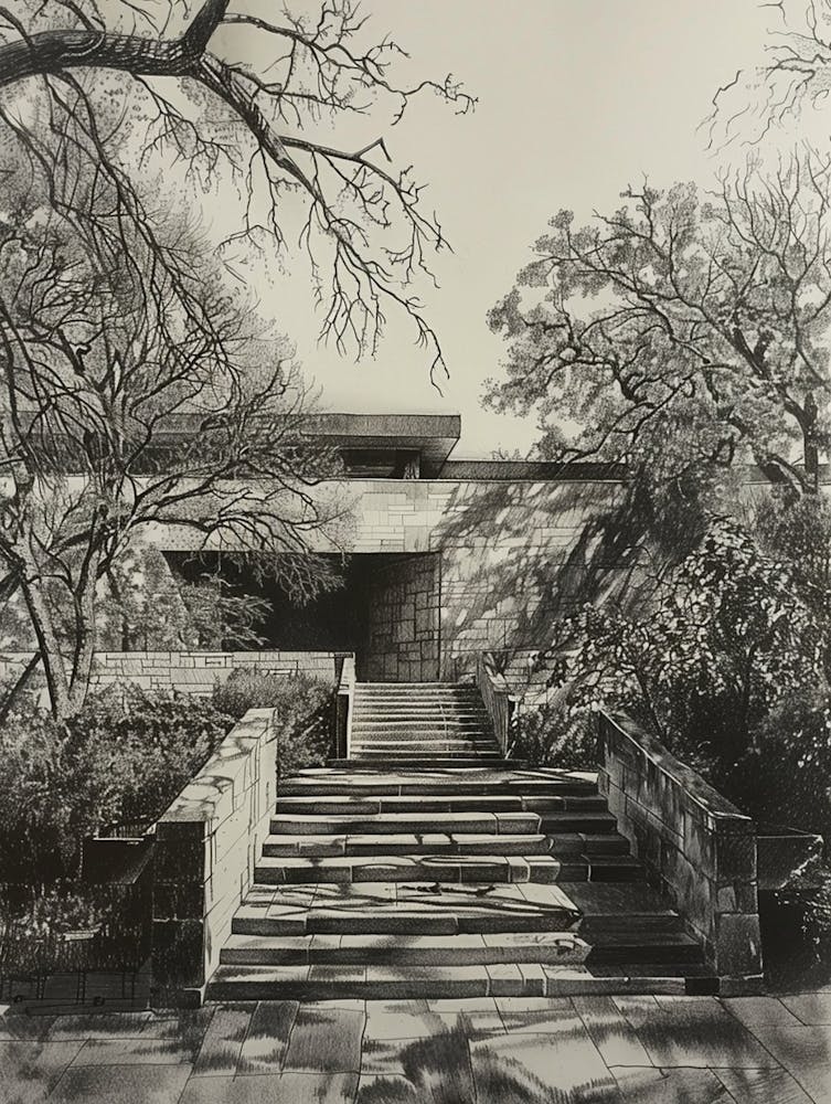 The Blanton Museum Of Art Austin Texas Black And White Drawing 2