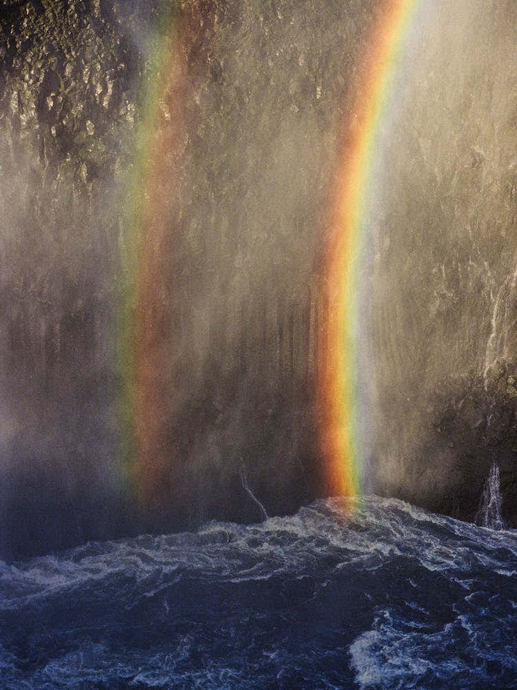 Double Rainbow At Waterfall