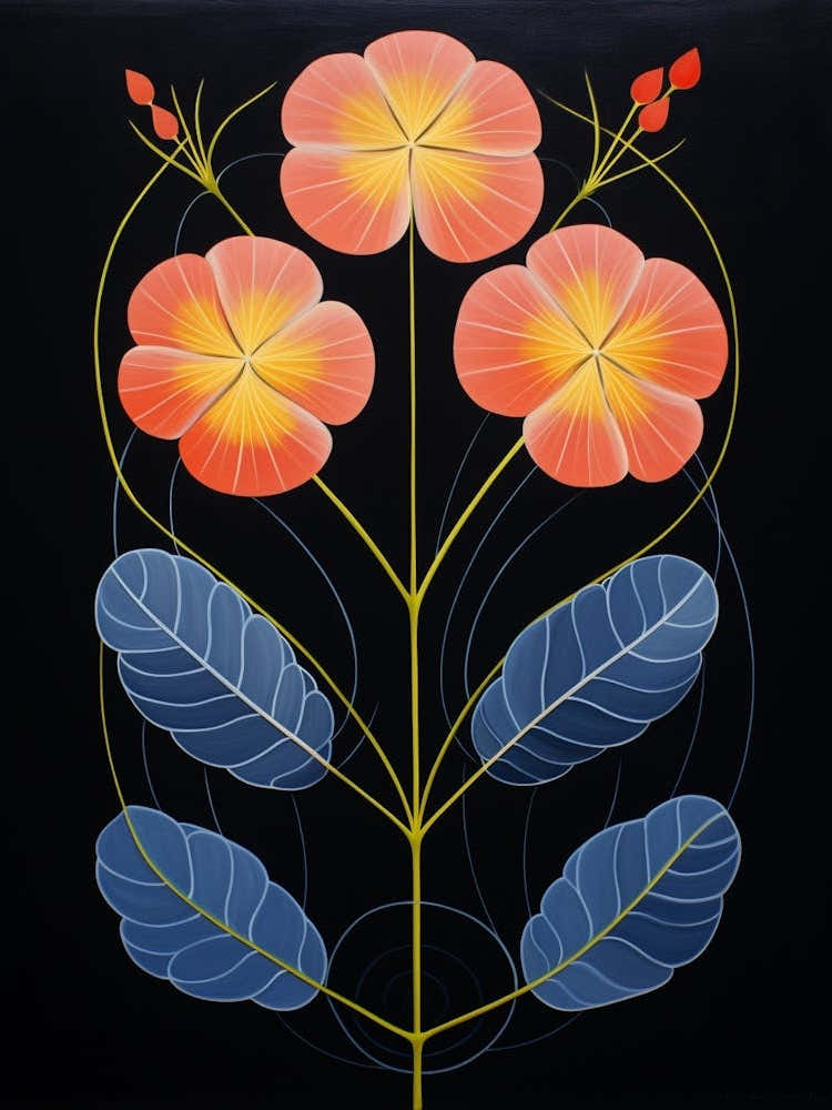 Flax Flower 2 Hilma Af Klint Inspired Flower Illustration