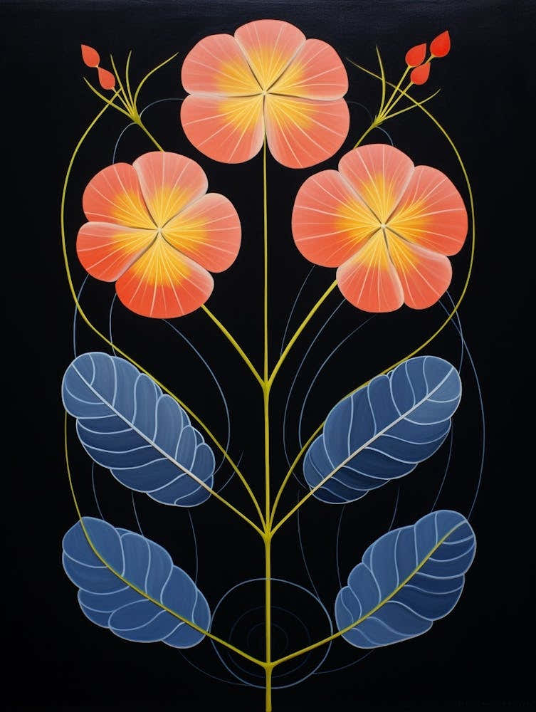Flax Flower 2 Hilma Af Klint Inspired Flower Illustration