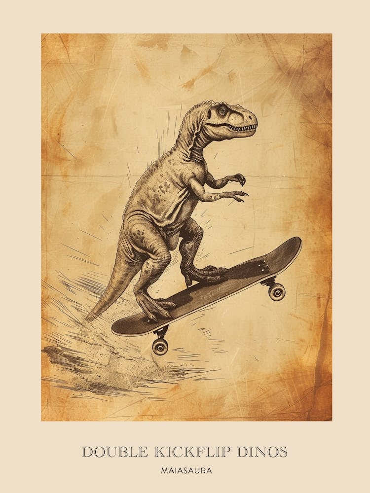Maiasaura Vintage Dinosaur Poster 3