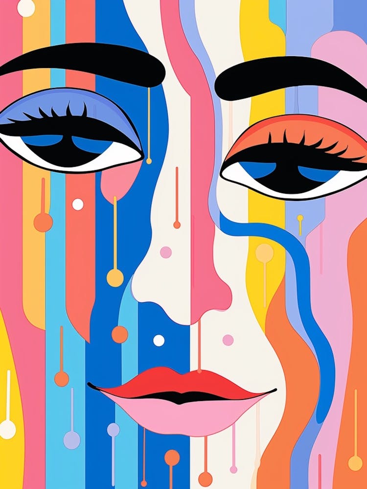 Abstract Pop Art Geometric Colourful Face 7