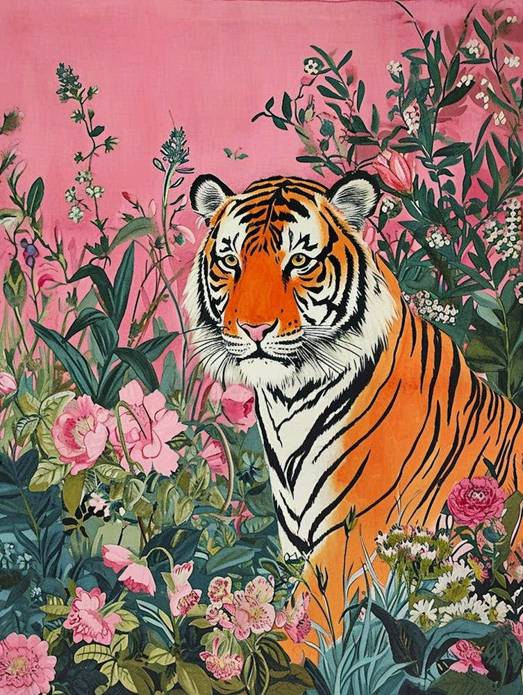 Floral Animal Painting Tiger 5
