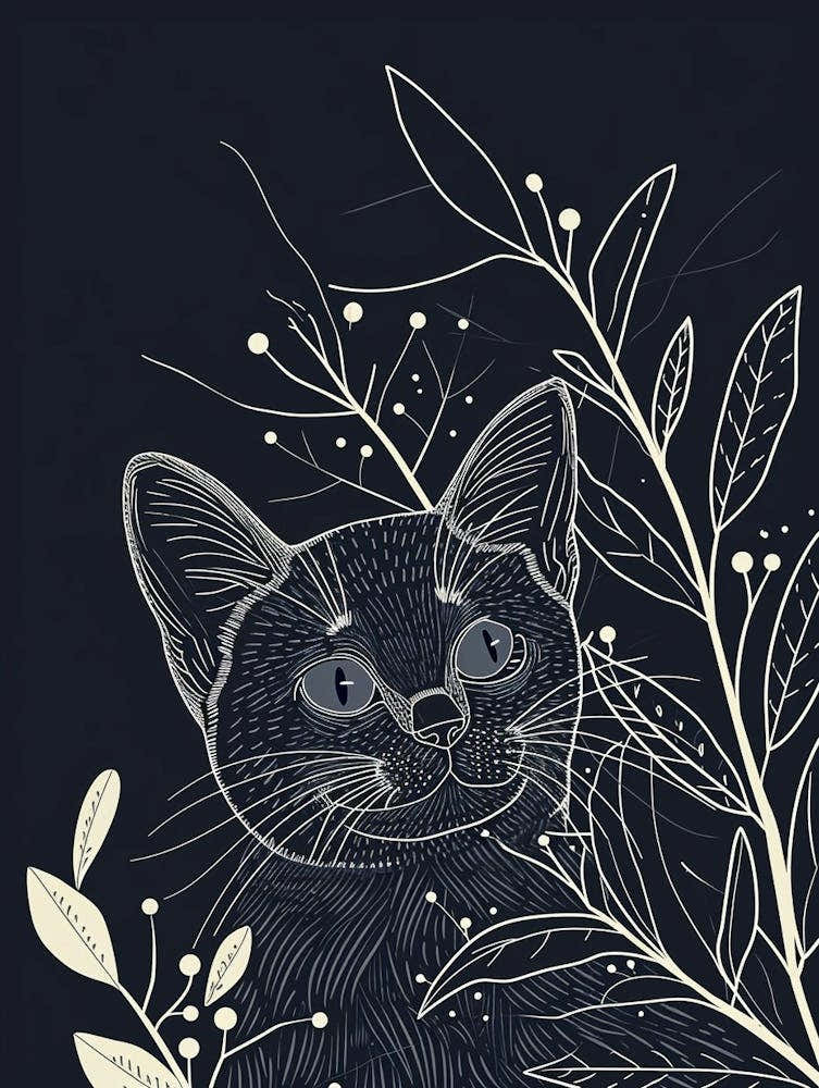 Ojos Azules Cat Minimalist Illustration 3