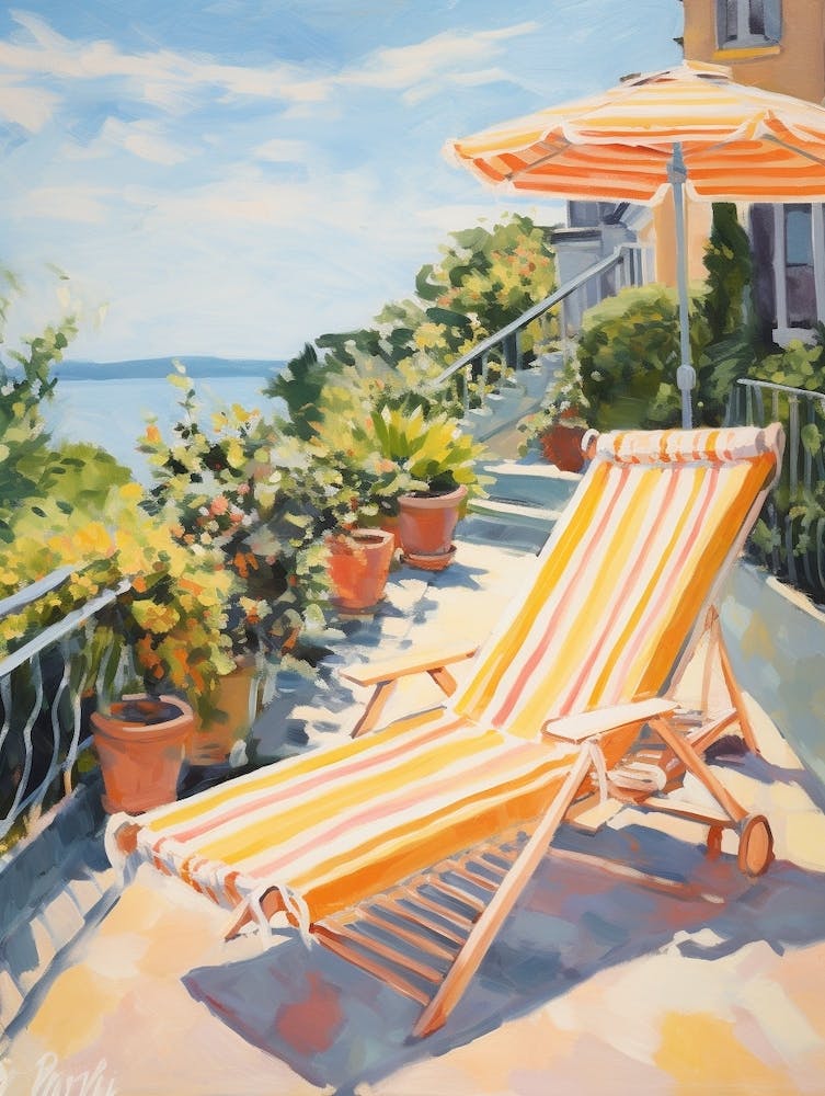 Sun Lounger By The Pool In Naples Italy