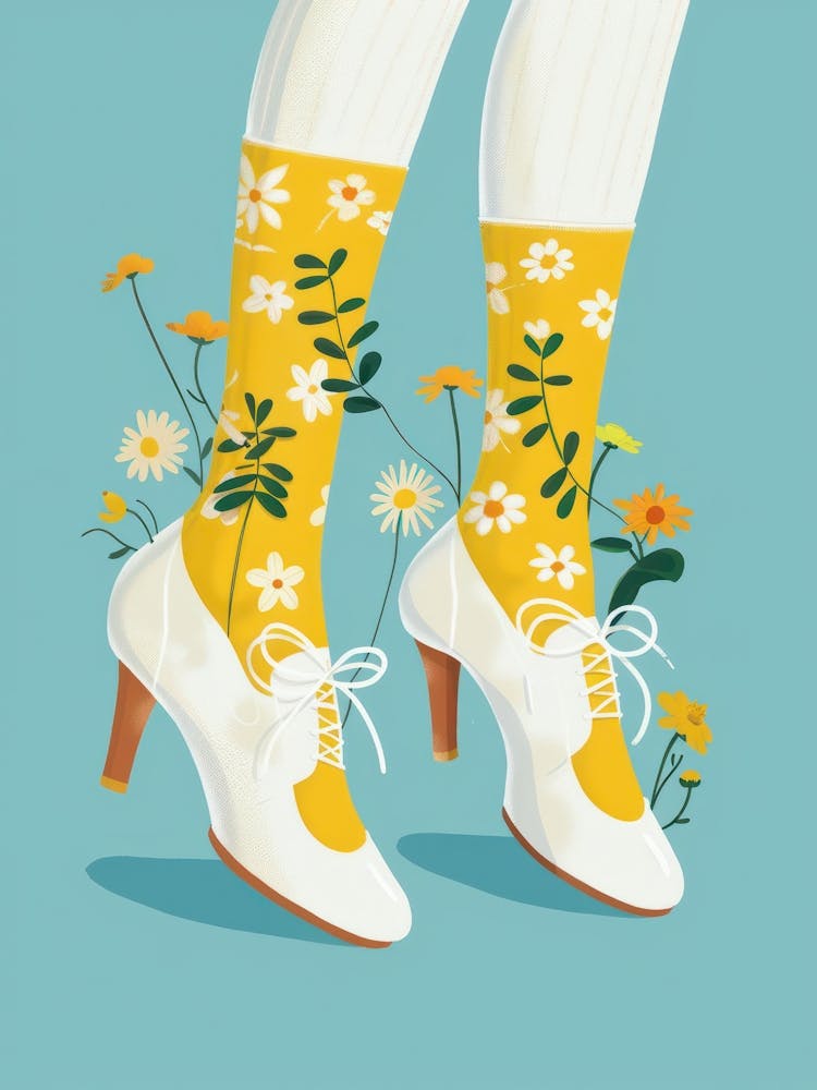 White Floral Vintage Shoes 3