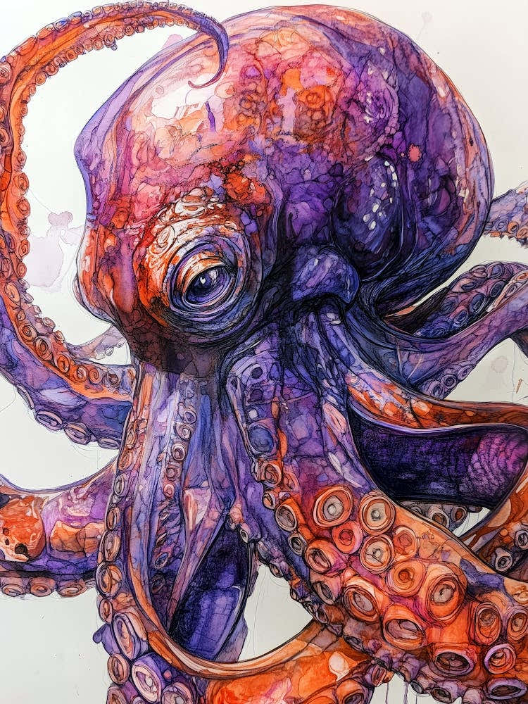 Purple Octopus ocean life