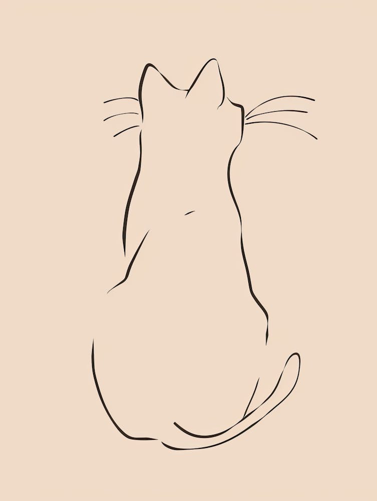 Cat Drawing - Boho, Line Art