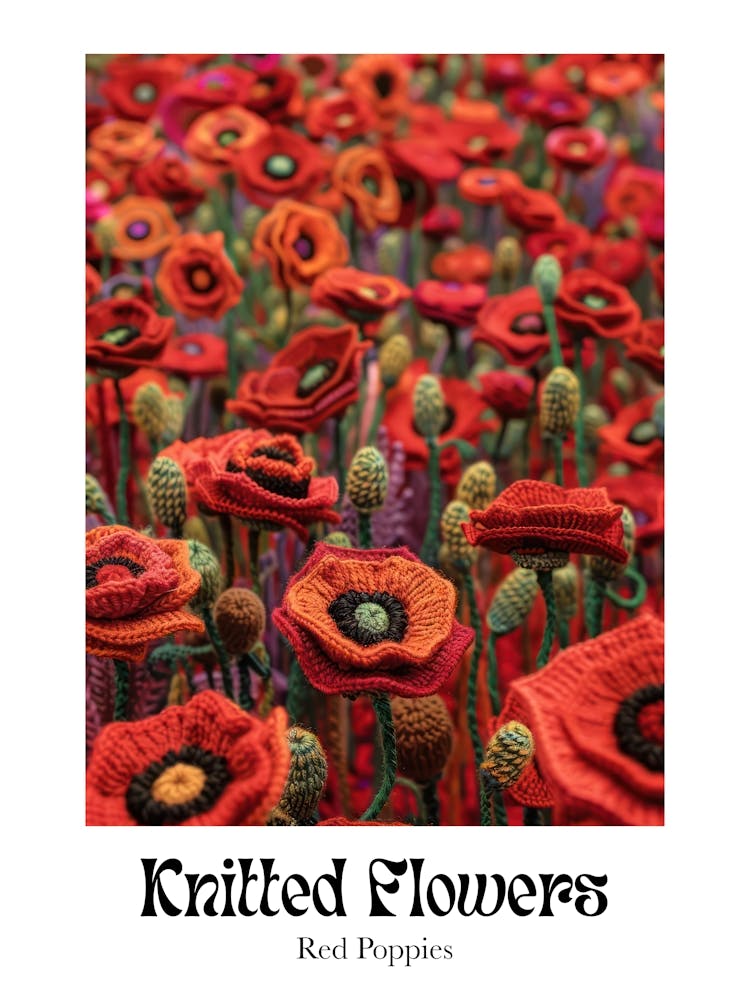 Knitted Flowers Red Poppies 1