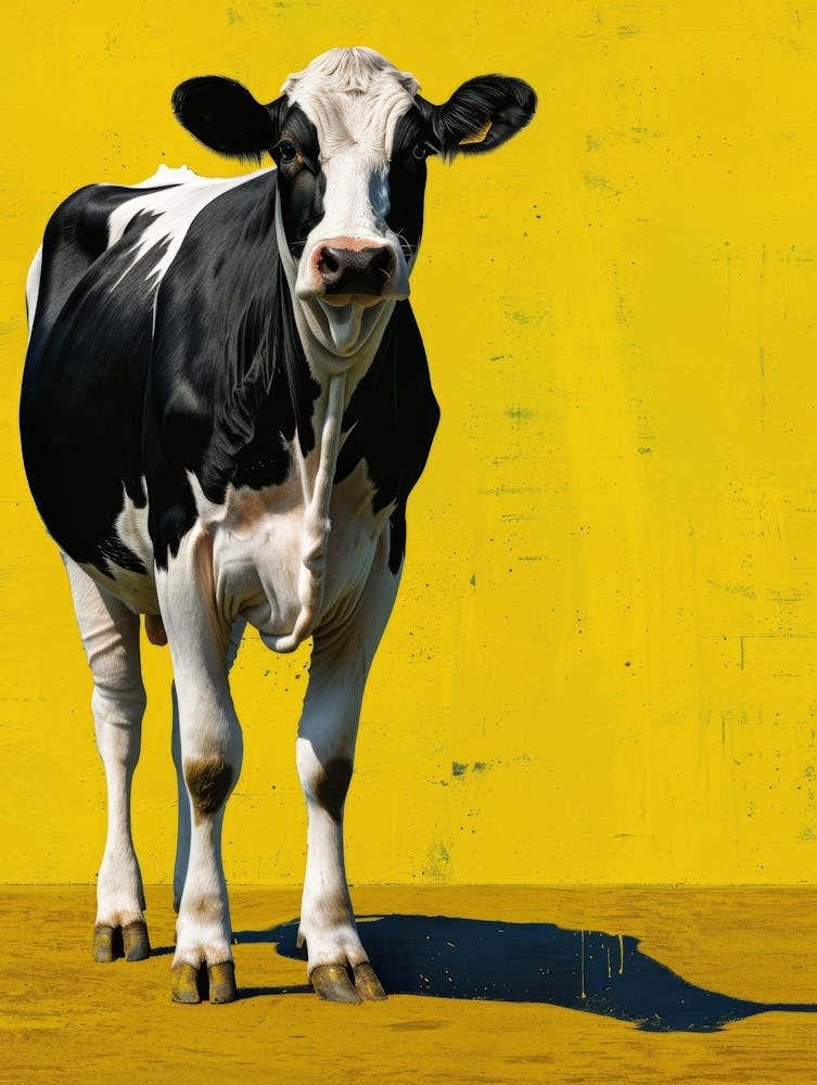 Cow On A Yellow Background