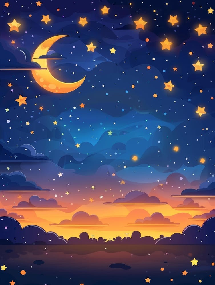 Night Sky With Stars And Moon