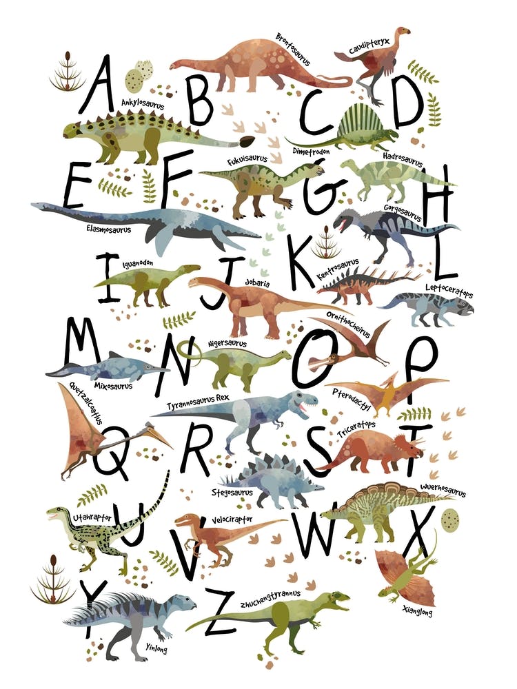 Watercolour Dinosaur Alphabet