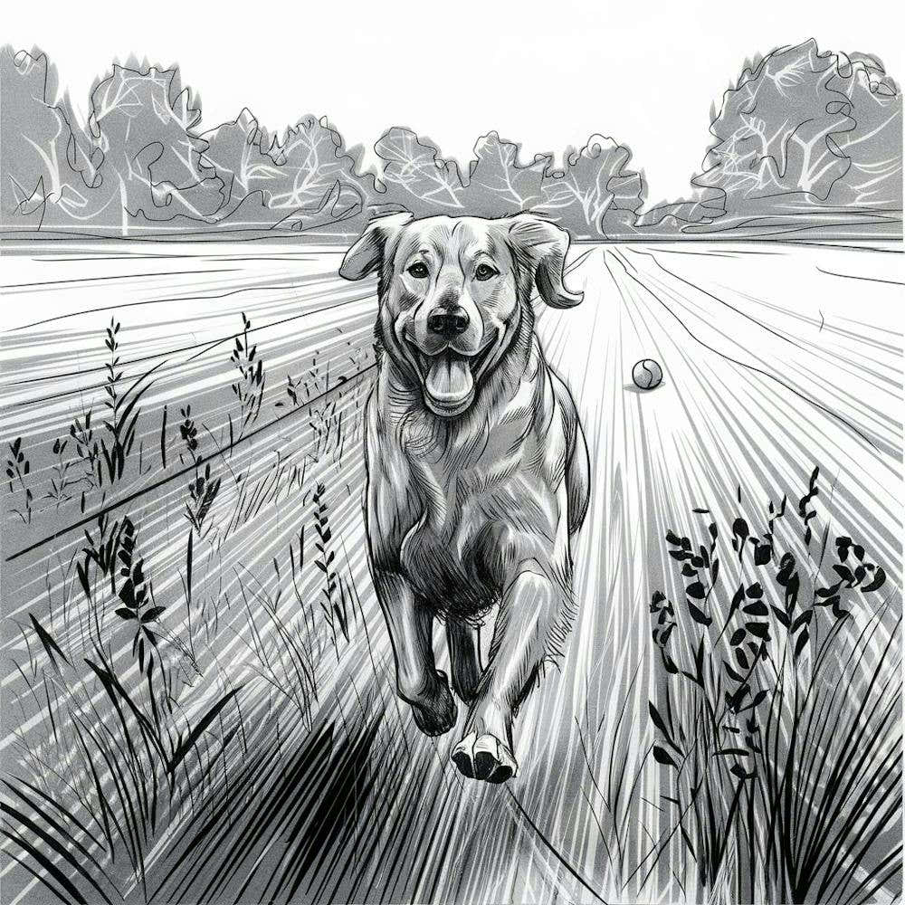 Dog Running In The Field