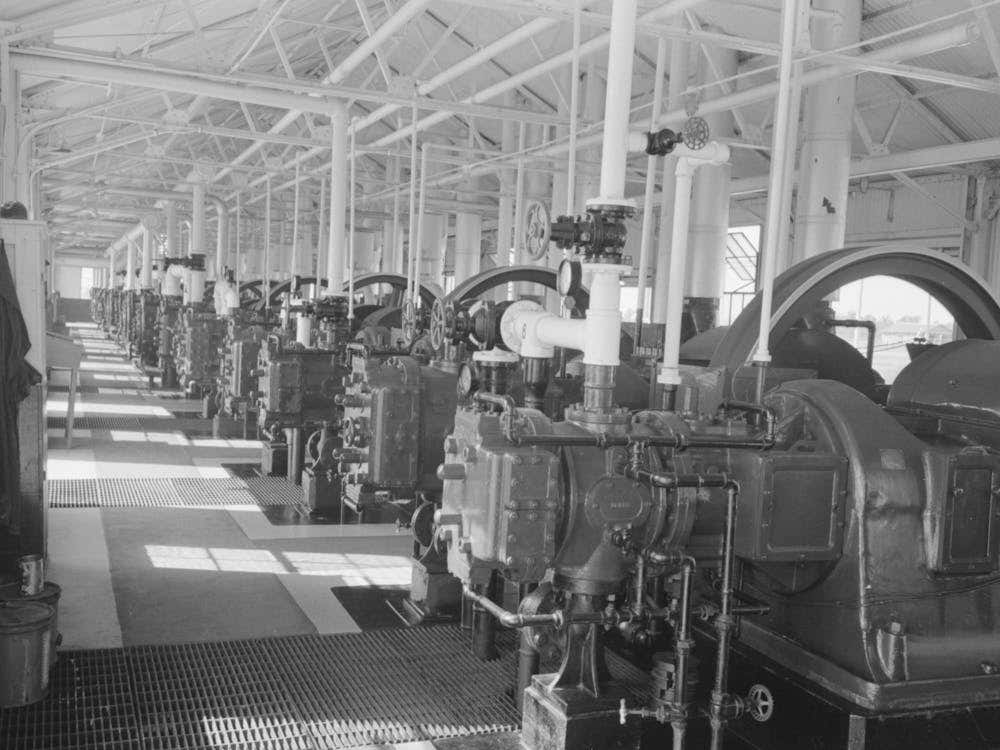 Untitled Photo, Possibly Related To Interior Of Diesel Engine Motor Plant At Oil Refinery, Seminole, Oklahoma By