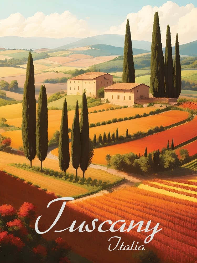 Tuscany Italy Travel Poster