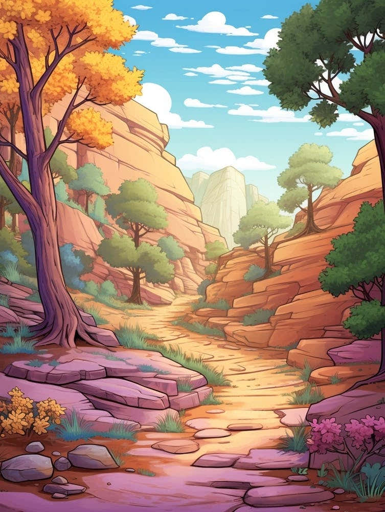 Zion Narrows Usa 3 Hike Illustration