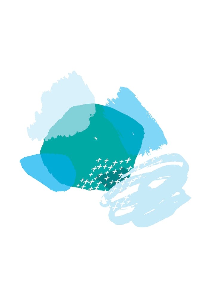 Abstract Teal and Blue Crazy Shapes