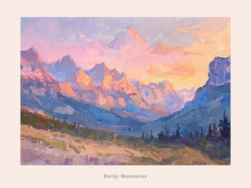 Western Sunset Landscapes Rocky Mountains 5 Poster