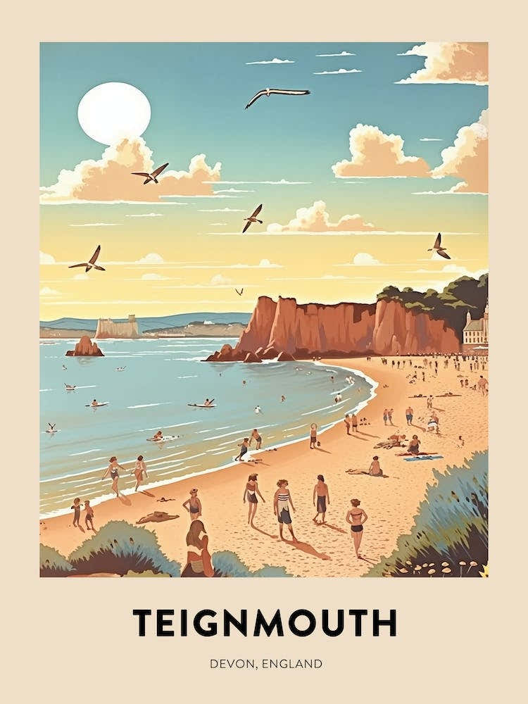 Devon Vintage Travel Poster Teignmouth