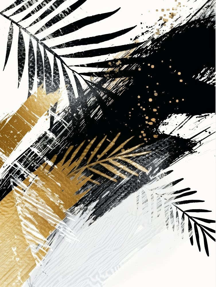 Gold And Black Palm Leaves 3