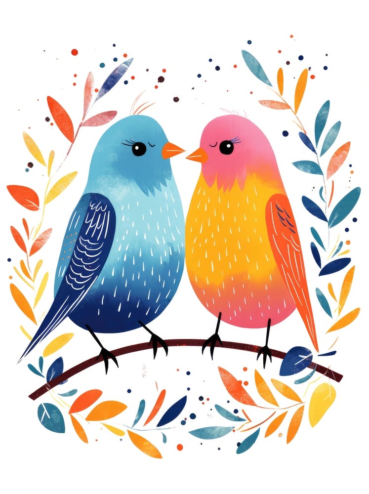 Couple Of Birds On A Branch