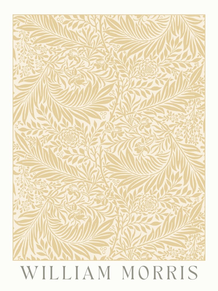 William Morris Floral Poster - Vintage Botanical Pattern Print in Soft Beige Tones for Traditional Decor and Classic or Rustic Interiors