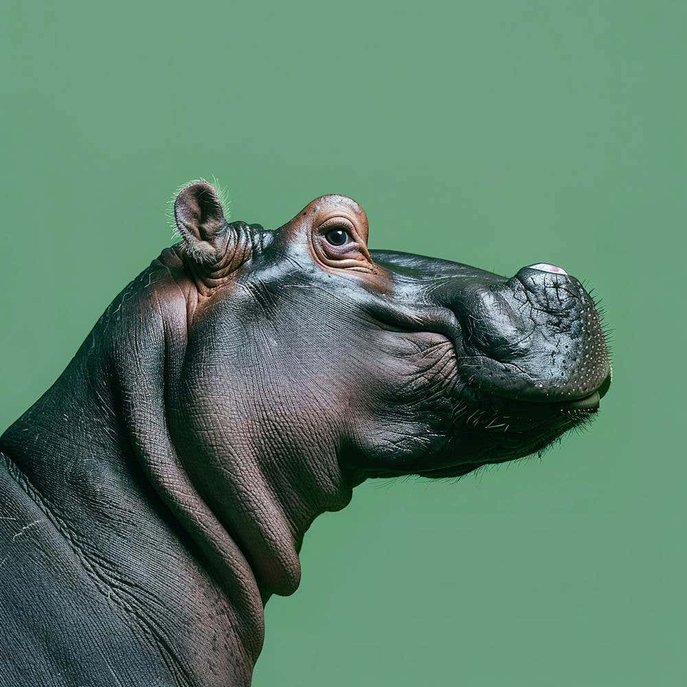 Animal Hippopotamus In The Green Room Square Version