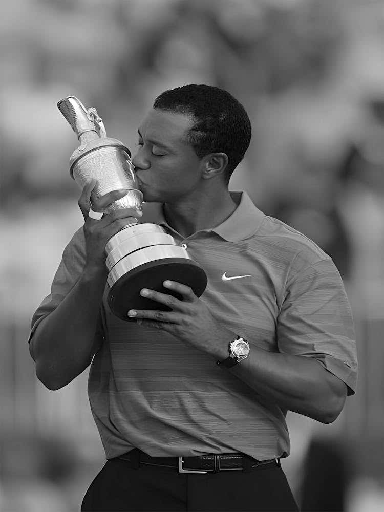 Tiger Woods Kisses The Claret Jug After Winning The 135th Open Championship At Royal Liverpool Golf Club In Hoylake, Great Britain