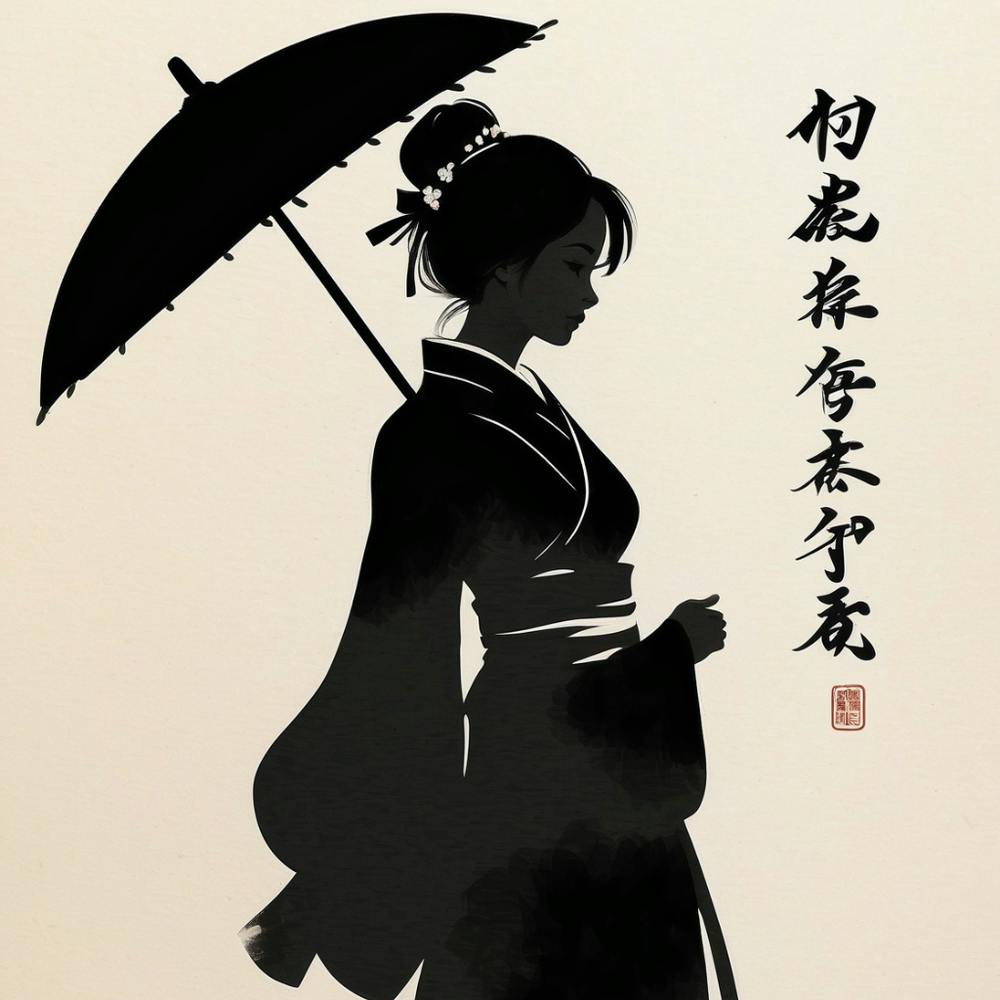 Asian Woman With Umbrella